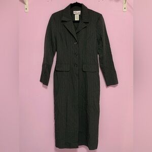 VTG 80s Dark Green Pinstripe Blazer Dress S/M